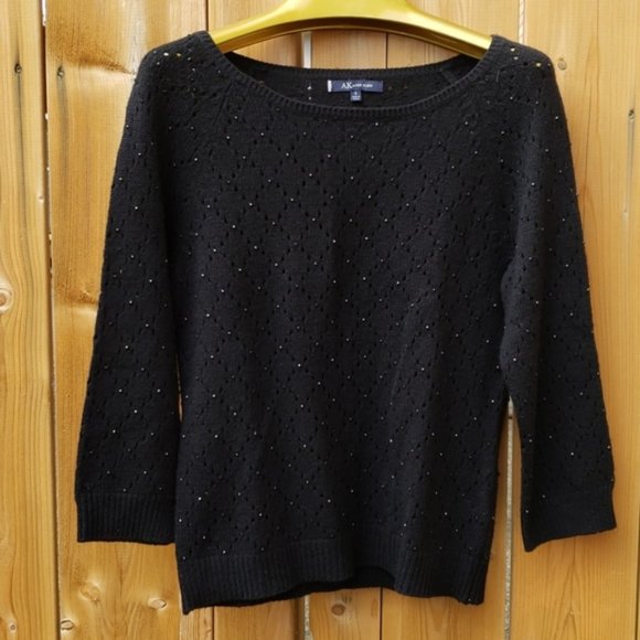 Anne Klein black beaded sweater - Picture 1 of 15